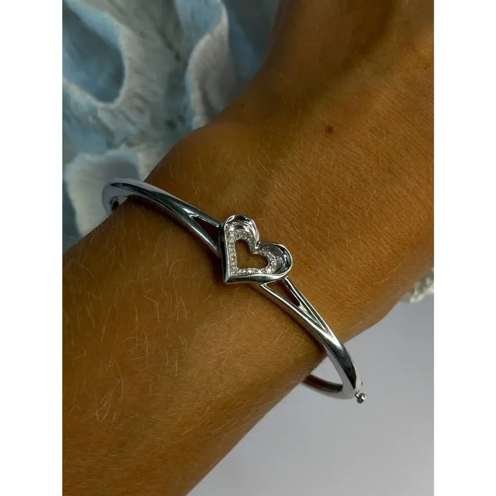 925 Sterling Silver NDI Diamond Heart Bracelet